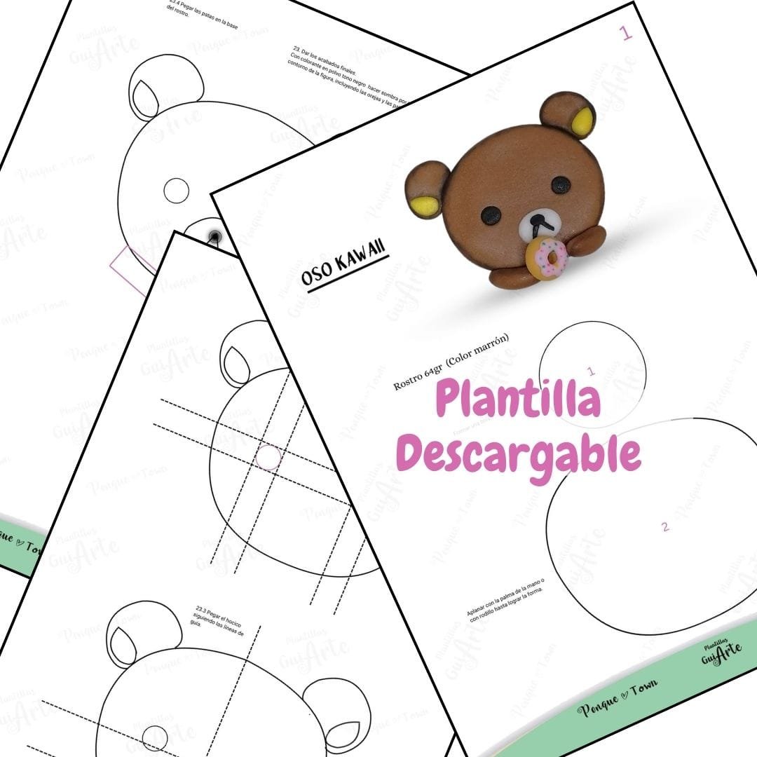 Plantilla Oso Kawaii-