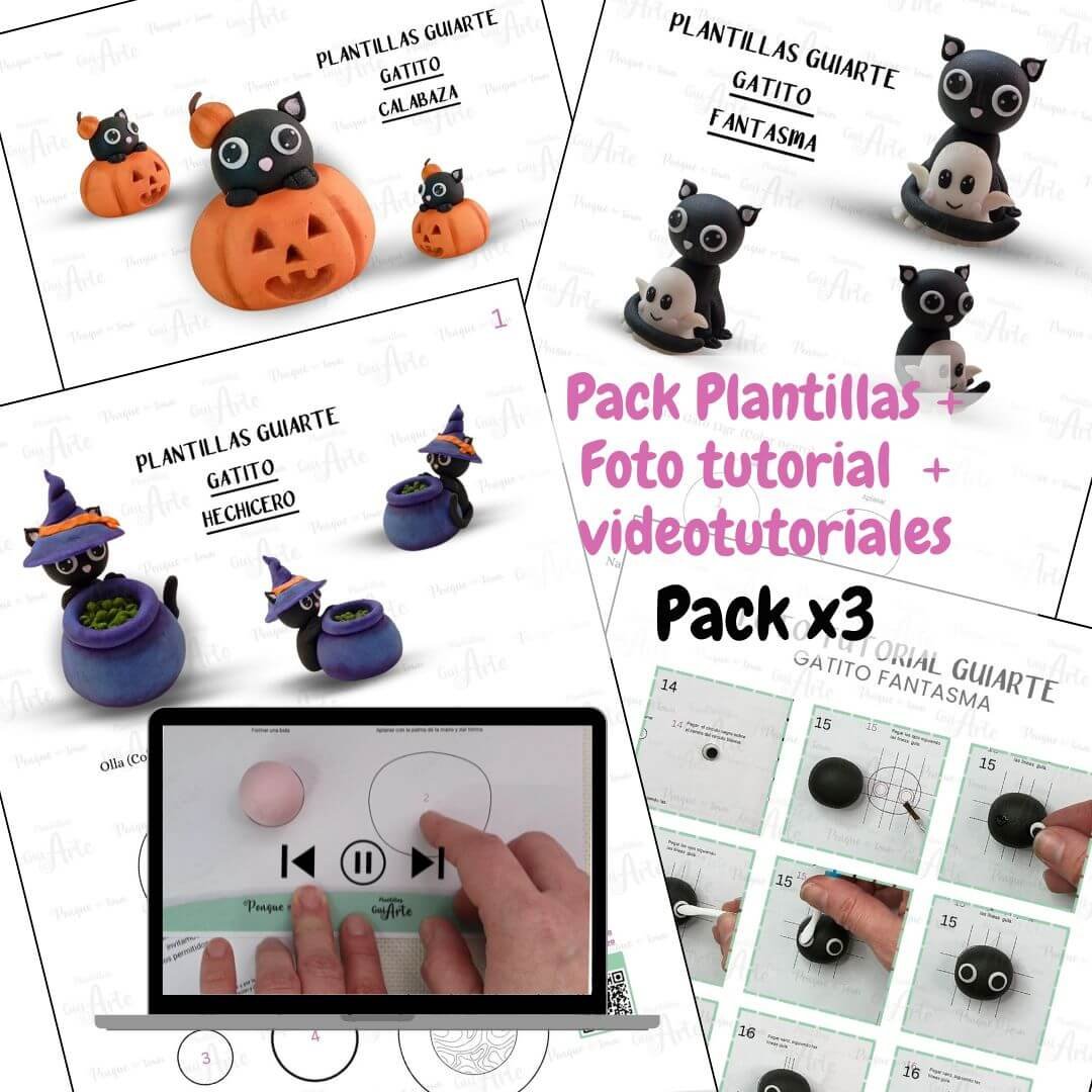 Pack x3 Plantillas Gatitos Halloween - Imagen 9